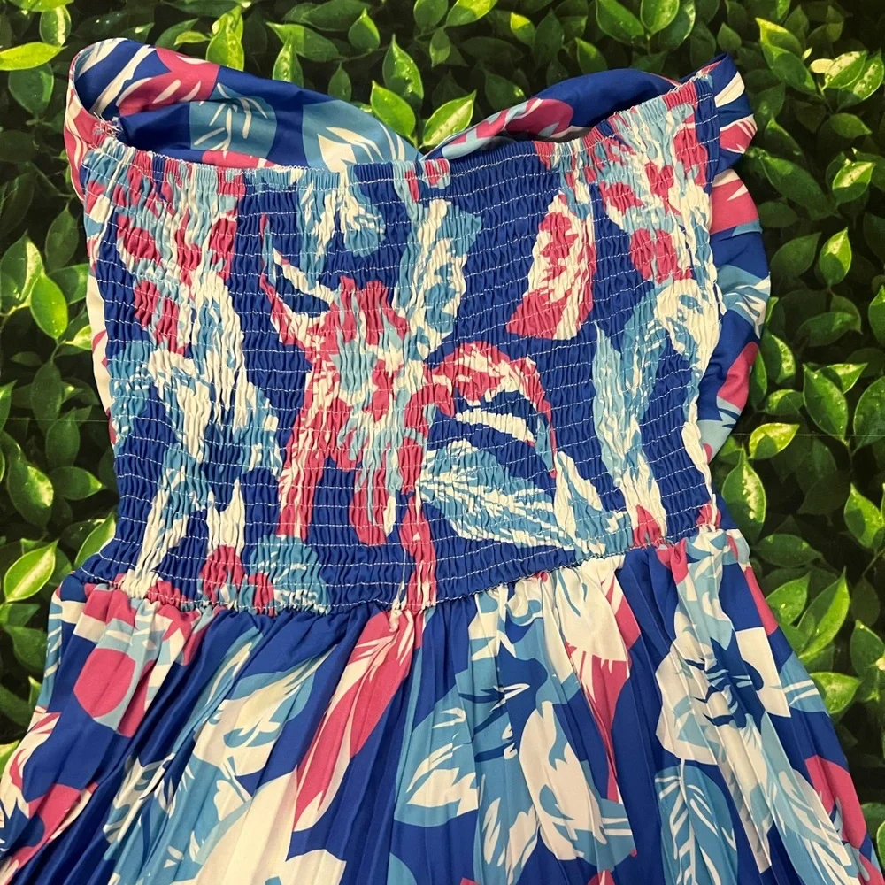 PINK Floral Tube Jumpsuit Flare Bottoms Never Worn - Picture 7 of 7